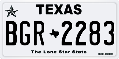 TX license plate BGR2283