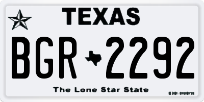 TX license plate BGR2292