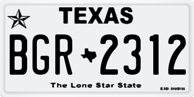 TX license plate BGR2312