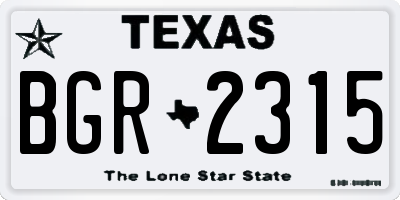 TX license plate BGR2315