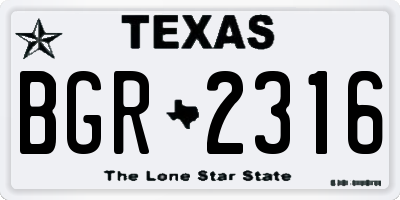 TX license plate BGR2316