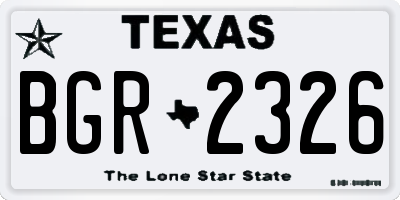 TX license plate BGR2326