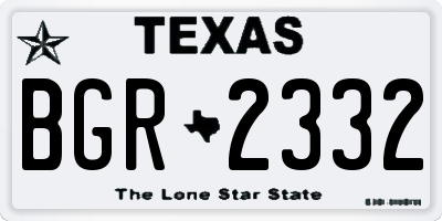 TX license plate BGR2332