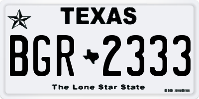TX license plate BGR2333