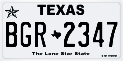 TX license plate BGR2347