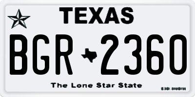 TX license plate BGR2360