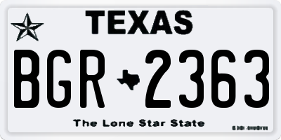 TX license plate BGR2363
