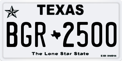 TX license plate BGR2500