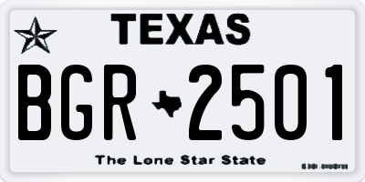 TX license plate BGR2501