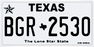 TX license plate BGR2530