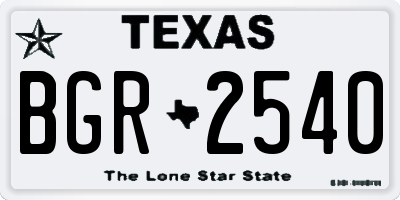 TX license plate BGR2540