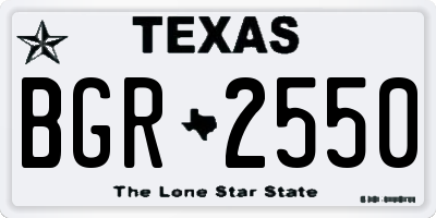 TX license plate BGR2550