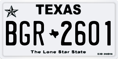TX license plate BGR2601