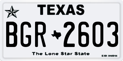 TX license plate BGR2603
