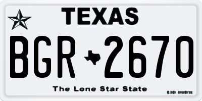 TX license plate BGR2670