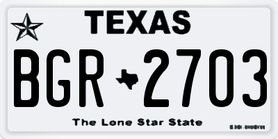 TX license plate BGR2703