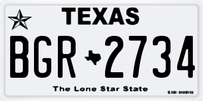 TX license plate BGR2734