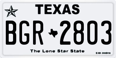 TX license plate BGR2803