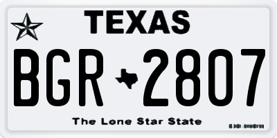 TX license plate BGR2807