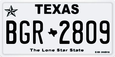 TX license plate BGR2809