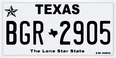TX license plate BGR2905