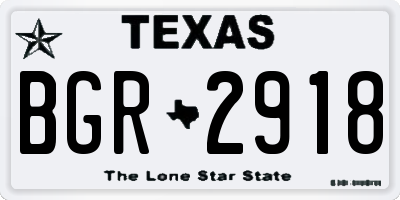 TX license plate BGR2918