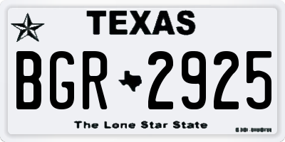 TX license plate BGR2925