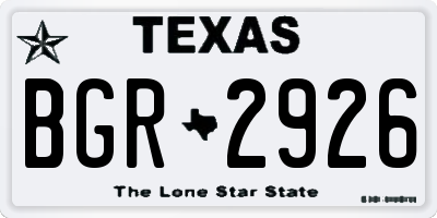 TX license plate BGR2926