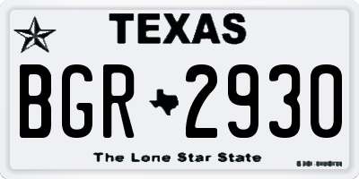 TX license plate BGR2930