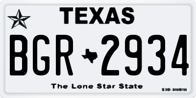 TX license plate BGR2934