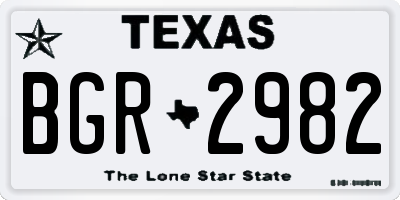 TX license plate BGR2982