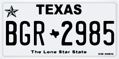 TX license plate BGR2985