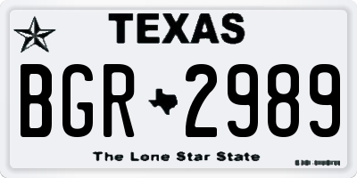 TX license plate BGR2989