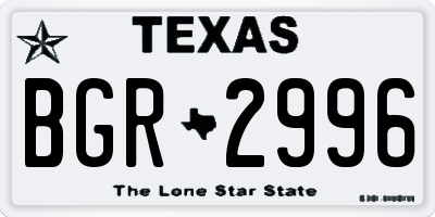 TX license plate BGR2996