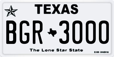 TX license plate BGR3000