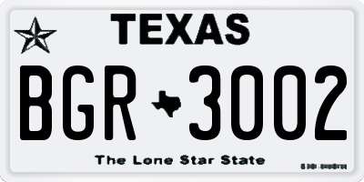 TX license plate BGR3002