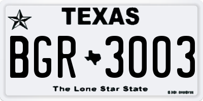 TX license plate BGR3003