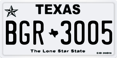TX license plate BGR3005