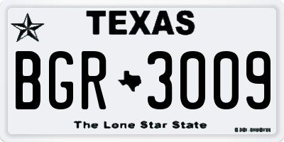 TX license plate BGR3009
