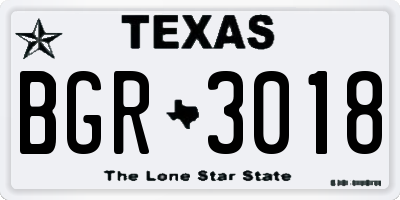 TX license plate BGR3018