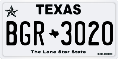 TX license plate BGR3020