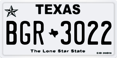 TX license plate BGR3022