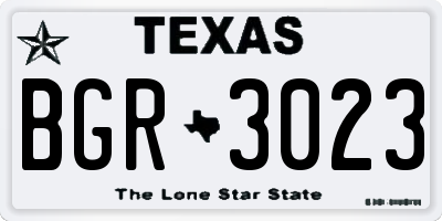 TX license plate BGR3023