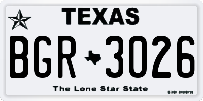 TX license plate BGR3026