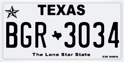 TX license plate BGR3034