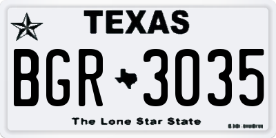 TX license plate BGR3035