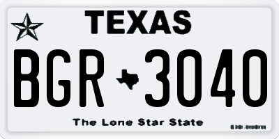 TX license plate BGR3040
