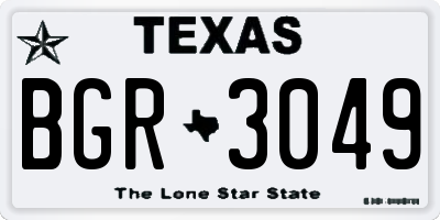 TX license plate BGR3049
