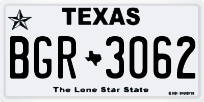 TX license plate BGR3062
