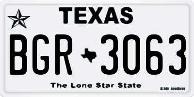 TX license plate BGR3063